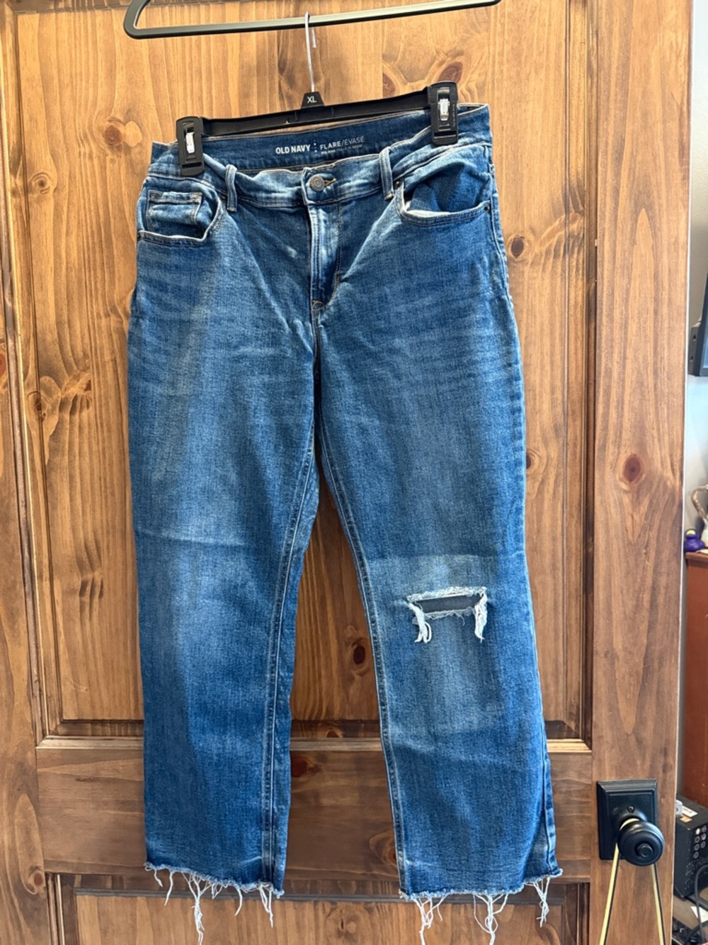 Old Navy Blue Distressed Flare Jeans
